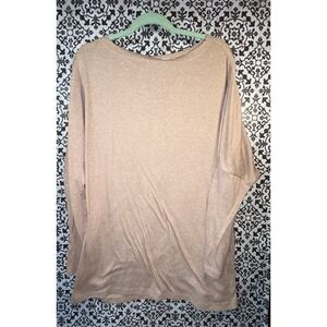 Liyohon Top Women XL Beige Camel Brown Tan Long Sleeve Oversized Tunic Casual